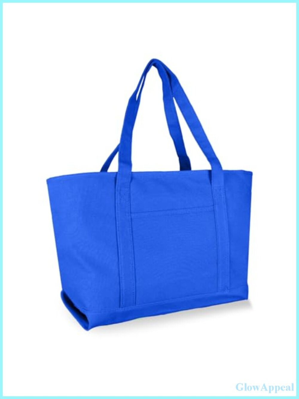 Large Cotton Canvas Tote Bag with Zippered Top and Pockets